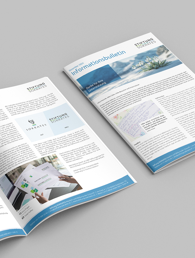 Informationsbulletin der Stiftung Sokrates im neuen Corporate Design mit modernem Layout und verbesserter Lesbarkeit.