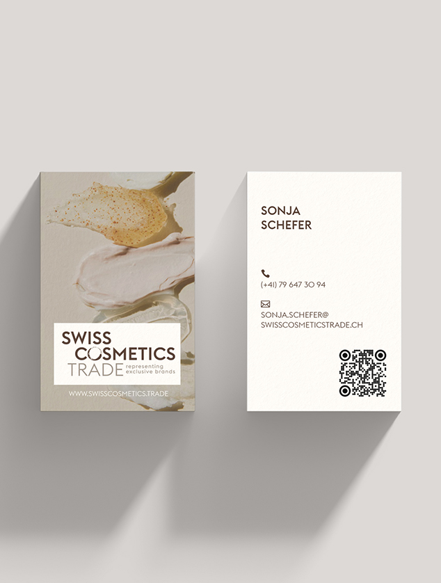Professionelles Design für Swisscosmetic.Trade: Logo, Business Card, Texte und Webauftritt